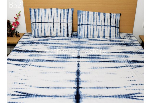 Tie Dye Cotton Bed Sheet Bedcover King/Queen Size Shibori Handmade Flatsheet Bedspread with Pillowcase Sofa cover Home Living Decor Tapestry