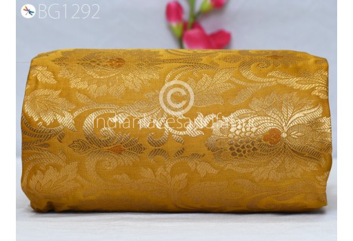 Peanut Butter Indian Wedding Dress Material Fabric By The Yard Silk Banarasi Brocade Home Decor Table Runner Cushion Covers Crafting Sewing Clothing Silk Fabric