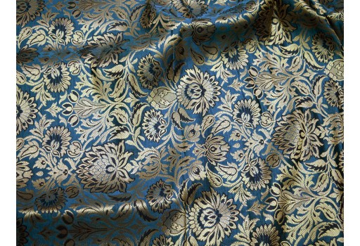 Banarasi Silk Golden Design Fabric Grey Brocade By The Yard Festive Wear Dress Headband Material Saree Making Kurtis Hand Purse Wall Décor Fabric craft supplies