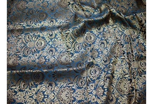 Banarasi Silk Golden Design Fabric Grey Brocade By The Yard Festive Wear Dress Headband Material Saree Making Kurtis Hand Purse Wall Décor Fabric craft supplies