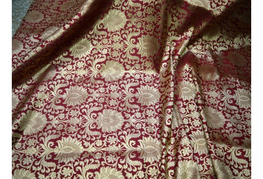 Maroon Gold Banarasi Brocade By The Yard festive wear Wedding Dress Indian Crafting Sewing Costumes Lengha Skirt clothing accessories boutique material festive wear fabric