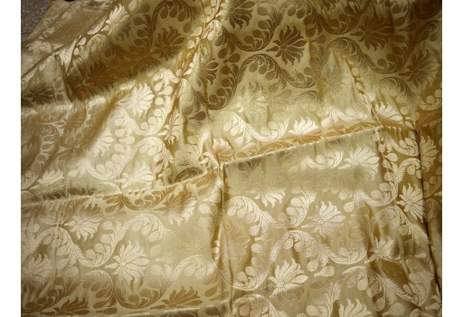 Beige Brocade By The Yard BCrafting Wedding Dress Banarasi Bridal Dress Material Sewing Lengha Fabric Costumes Hat Making Home Furnishing Clutches
