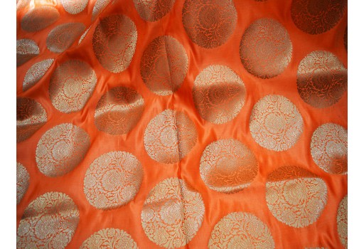 Varanasi Peach Brocade by the yard Wedding Dress Skirt Sewing Banarasi Drapery Cushion Covers Table Runner boutique Material Crafting Sewing Cushion Home Décor gown making festive wear