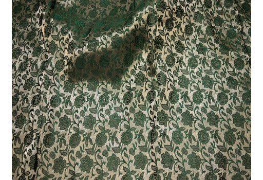 Green costume brocade Indian art blended silk banarasi fabric by the yard wedding dress cushion covers home décor table runner sewing crafting jacquard fabric