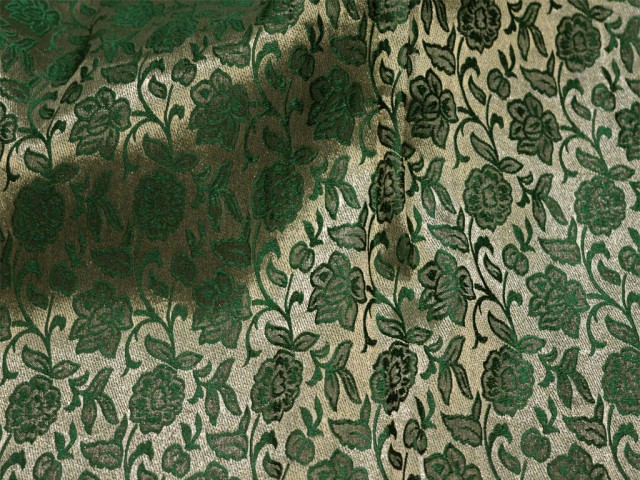 Green costume brocade Indian art blended silk banarasi fabric by the yard wedding dress cushion covers home décor table runner sewing crafting jacquard fabric