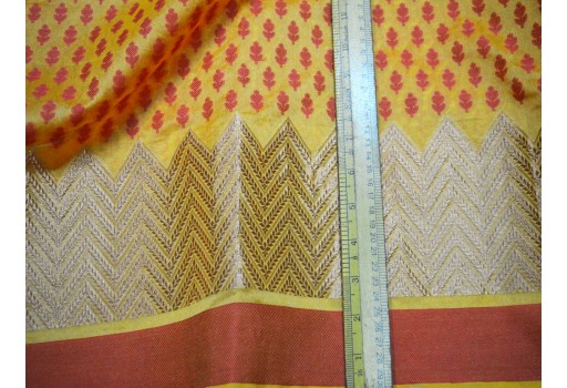 Yellow Chanderi Brocade By The Yard party wear Dress Fabric Crafting Sewing Costume Home Décor Cushion Covers Curtains Table Runners