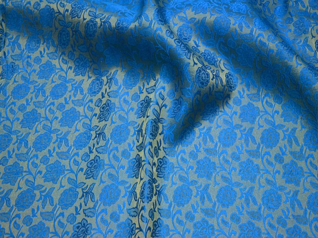 Indian blue costume brocade fabric art silk banaras brocade fabric by the yard wedding dress jacquard fabric cushion covers home décor sewing crafting bridesmaid lehenga fabric