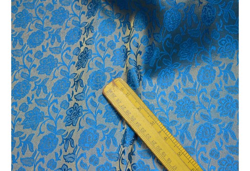 Indian blue costume brocade fabric art silk banaras brocade fabric by the yard wedding dress jacquard fabric cushion covers home décor sewing crafting bridesmaid lehenga fabric
