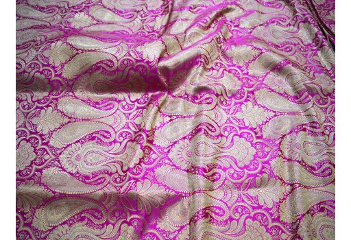 Magenta Banarasi Brocade by the Yard Blended Silk Wedding Dress Material Crafting Sewing Home Furnishing Cushions Drapery Costume Fabric