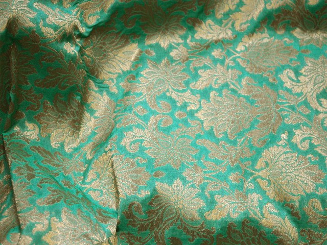 Sea Green Brocade Wedding Dress Fabric Banaras Blended Silk Evening Jacket Curtains Home Décor Cushion Covers Costume sewing accessories