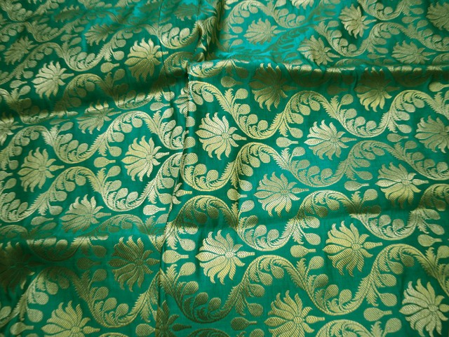 Sea Green Brocade by the Yard Wedding Dress Banarasi Bridal Dress Blouses Material Sewing Lehenga costumes Cushion Covers Home Décor Brocade clothing accessories
