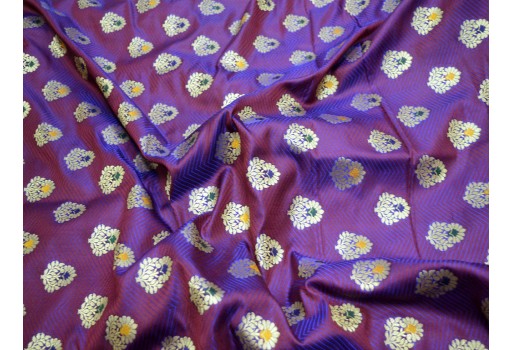Royal blue jacquard fabric Indian banarasi fabric by the yard wedding dress skirts bridesmaid costumes coat crafting sewing accessory home décor table runner brocade