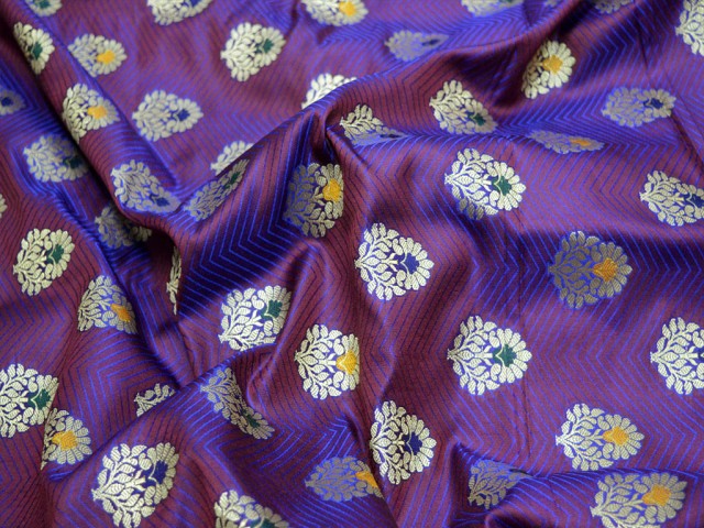 Royal blue jacquard fabric Indian banarasi fabric by the yard wedding dress skirts bridesmaid costumes coat crafting sewing accessory home décor table runner brocade