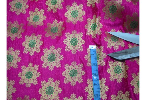 Golden magenta wedding floral dress making  brocade crafting sewing jacquard fabric by the yard designer skirt making table runner brocade bridesmaid costumes coat dolls fabric banarasi blended silk