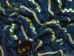 1.5 Meter Indian Teal Blue Embroidery Fabric Saree Embroidered Fabric Crafting Sewing Wedding Bridal Evening Dress Costumes Doll Kids Dresses Frock Gown