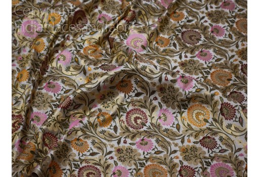 Ivory Indian Brocade Fabric by the Yard Banarasi Lehenga Wedding Dress Costumes Saree Fabric Sewing Crafting Home Decor Furnishing Table Runner Cushion Cover