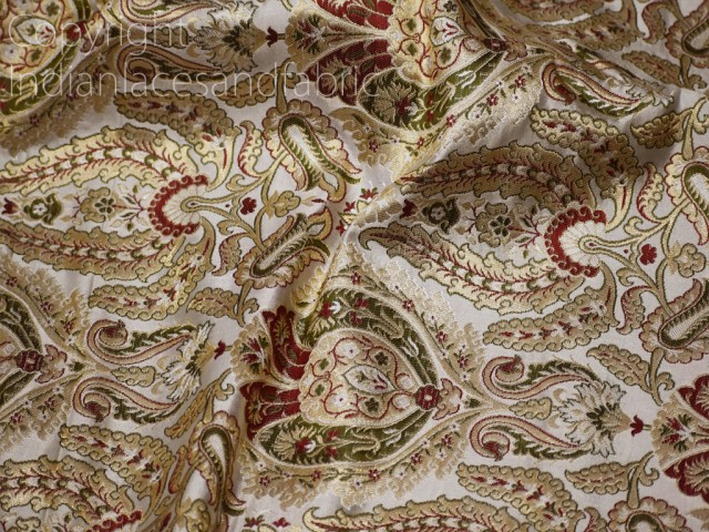 Off White Indian Brocade Fabric by the Yard Banarasi Blended Silk Bridal Wedding Dresses Lehenga DIY Sewing Drapery Upholstery Costumes Home Furnishing Table Runner