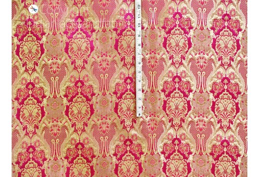 1.5 Meter Indian brocade fabric magenta silk wedding bridal dress bridesmaid banarasi lehenga sewing crafting home décor costumes boutique martial curtains making fabric
