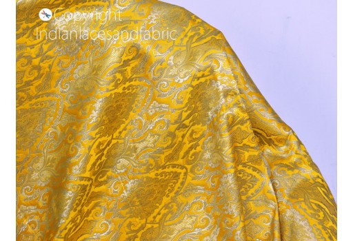 Bridesmaid skirts yellow Indian brocade by the yard fabric banarasi wedding bridal dress material lehenga costume sewing crafting home décor furnishing table runners cushion cover fabric