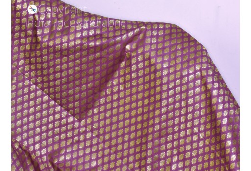 Lavender Indian brocade fabric by the yard weddings bridal dress material banarasi crafting costume cushion covers sewing accessories blouses decorative headband lehenga making fabric