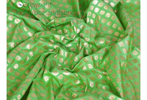 Indian green brocade by the yard fabric weddings bridal dress banarasi DIY crafting costume cushion covers blouses boutiques material home décor furnishing clothing accessories table runner fabric