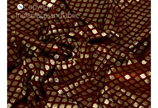 Indian Coffee brocade fabric by the yard weddings bridal dress material diy crafting costume cushion covers blouses home décor furnishing sewing accessories lehenga table runner fabric