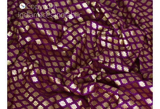 Bridesmaid lehenga purple Indian brocade fabric by the yard weddings bridal dress banarasi diy crafting costume cushion covers blouses boutique material table runner gown making fabric
