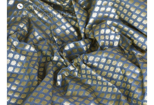 Grey Indian brocade fabric by the yard banaras festival bridal dress material diy costume cushion covers sewing crafting home décor furnishing boutique material table runner fabric
