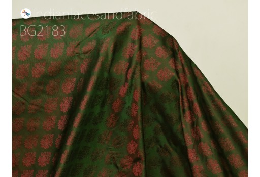 Indian green jacquard fabric by the yard silk wedding dresses curtains making valance drapes diy crafting sewing home décor cushion covers lampshade upholstery table runner floral fabric