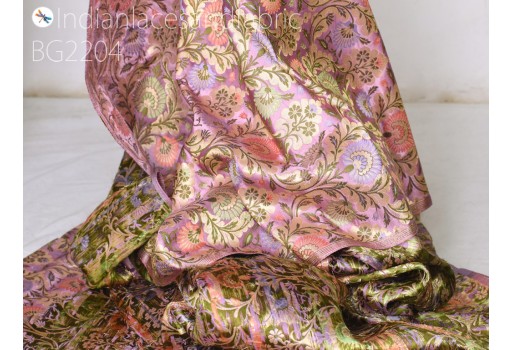 Banarasi Indian silk onion pink brocade fabric by yard bridal wedding dresses crafting sewing costume lehenga drapery blouses bridesmaid skirts cushion cover table runner home decor
