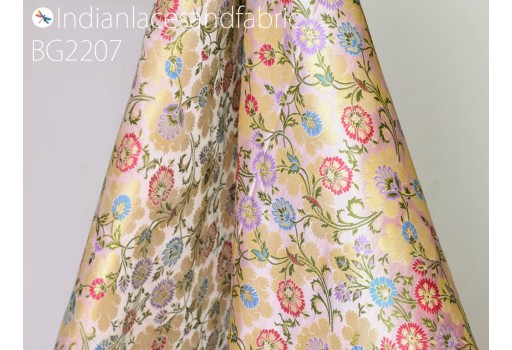 Indian pink brocade fabric by the yard banarasi bridal wedding dress material crafting sewing home décor upholstery drapery cushions table runner clothing accessories silk