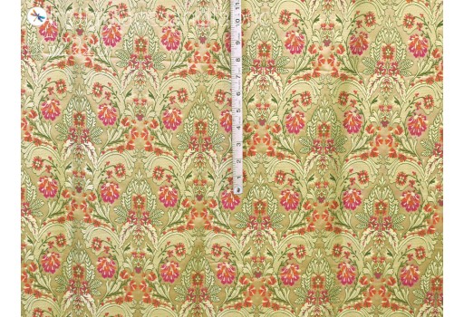 Banarasi Indian beige silk brocade fabric by yard bridal wedding dresses varanasi crafting sewing costume lehenga drapery blouses upholstery home décor furnishing mats table runner