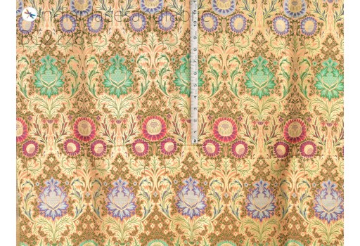 Indian peach brocade silk fabric by the yard wedding bridal dress jacket banarasi costume material sewing accessories DIY craft curtain upholstery furnishing table runner home décor