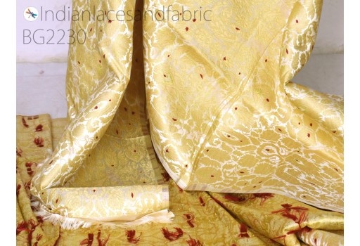 Wedding dresses varanasi brocade fabric by yard banarasi off white Indian silk crafting sewing costume lehenga drapery blouses upholstery table runner cushion cover hair crafts clothing accessories