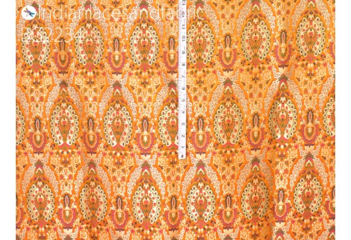 Indian Orange Brocade Silk Fabric By The Yard Wedding Dress Jacket Banarasi bridesmaid Costume Material Sewing DIY Craft Curtain Upholstery Furnishing cushion cover table runner