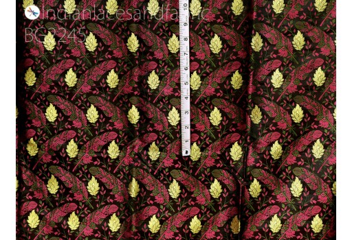 Indian black jacquard dress material brocade bridal wedding dress fabric by the yard DIY crafting sewing silk curtains making duvet covers cushion cover clutches home furnishing