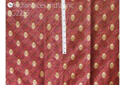 Indian magenta jacquard dress costumes material brocade bridal wedding dresses lehenga fabric by the yard crafting sewing silk curtains making duvet covers clutches home décor furnishing