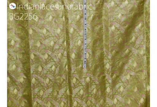 Indian apple green jacquard dress material brocade bridal wedding dress fabric by the yard crafting sewing silk curtains making duvet pillows cover clutches home furnishing décor table runner