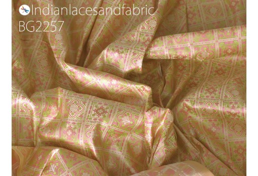 Indian beige jacquard fabric by the yard silk wedding bridesmaid dresses curtains making valance drapes DIY hair crafting sewing accessories home décor cushion pillow covers clutches
