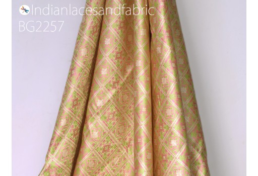 Indian beige jacquard fabric by the yard silk wedding bridesmaid dresses curtains making valance drapes DIY hair crafting sewing accessories home décor cushion pillow covers clutches