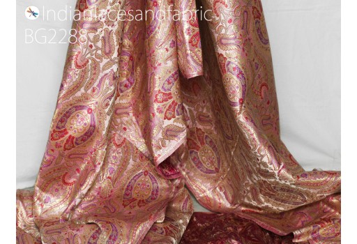 Indian Pink brocade fabric by the yard banarasi bridal wedding dress varanasi blended silk crafting sewing costume lehenga drapery blouses cushion cover home furnishing brocade