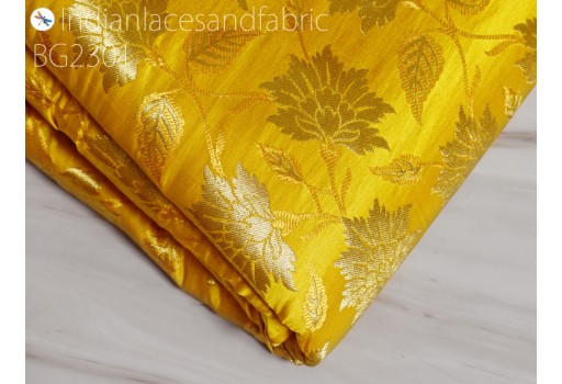 Indian Blended Banarasi Bridal Lehenga Brocade Fabric By The Yard Cushions Home Decor Table Runner Clutches Sewing Costume Wedding Dress DIY Kids Crafting Fabric