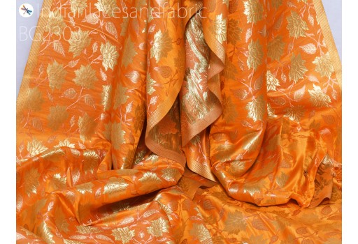 Indian Wedding Dress Costume Brocade Fabric By The Yard Blended Banarasi Bridal Lehenga Cushions Cover Home Decor Table Runner Sewing DIY Crafting Blouses Fabric