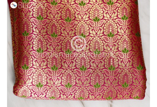 Indian Magenta Gold Banarasi Brocade Fabric By Yard Blended Silk Dress Material Wedding Lehenga Blouse Bridal Skirts Sewing Kids Crafting Home Décor Cushions Fabric