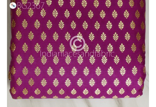 Indian Red Violet Indian Brocade By Yard Fabric Banaras Weddings Bridal Dress Sewing Material Banarasi DIY Crafting Costume Cushion Covers Blouses Lehenga Fabric