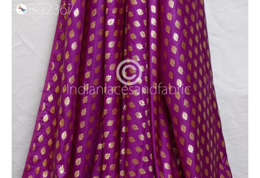 Indian Red Violet Indian Brocade By Yard Fabric Banaras Weddings Bridal Dress Sewing Material Banarasi DIY Crafting Costume Cushion Covers Blouses Lehenga Fabric