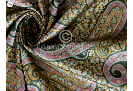 Moss Green Indian Brocade by the Yard Banarasi Wedding Dresses Sewing Lehenga Skirt Men Vests Jackets Costumes Curtains Upholstery Crafting Table Runner Fabric