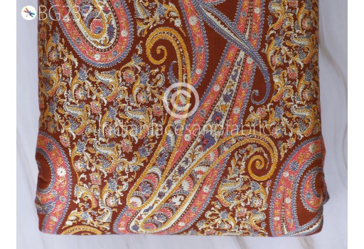 Indian Maroon Brocade by the Yard Banarasi Wedding Dresses Material Sewing Lehenga Skirt Men Vests Jackets Costumes Curtain Upholstery Hair Crafts Home Décor