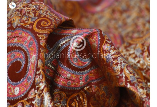 Indian Maroon Brocade by the Yard Banarasi Wedding Dresses Material Sewing Lehenga Skirt Men Vests Jackets Costumes Curtain Upholstery Hair Crafts Home Décor