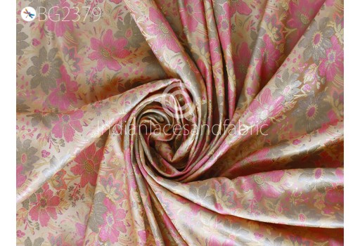Indian Beige Jacquard Dress Material Brocade Bridal Wedding Dress Fabric By The Yard DIY Crafting Sewing Silk Curtains Making Duvet Covers Home Décor Furnishing